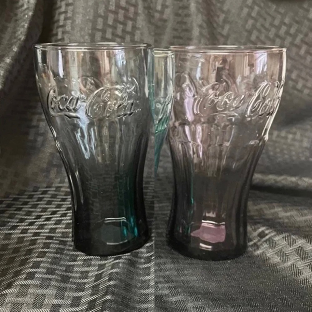 Set of 2 Coca Cola Tinted Collectible Glasses